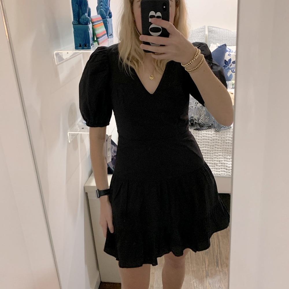 Black puff sleeve French connection dress